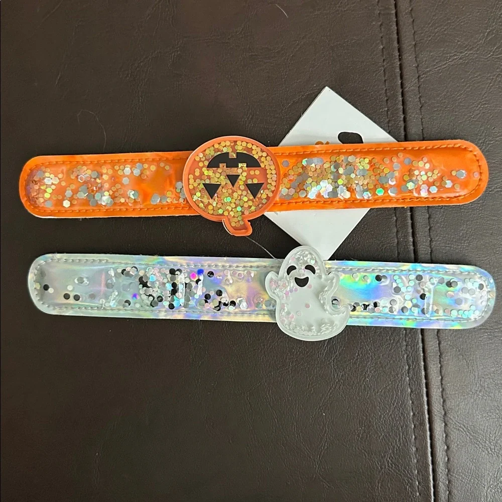 Claire’s Halloween Pumpkin & Ghost Slap Bracelet set